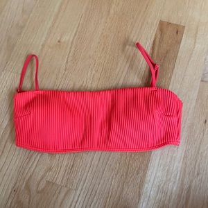 Hollister Red Ribbed Bathing Suit Top